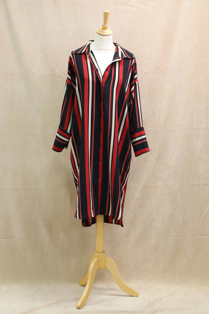 Robe rayée, noire, rouge et beige,  Grace & Mila, Taille M