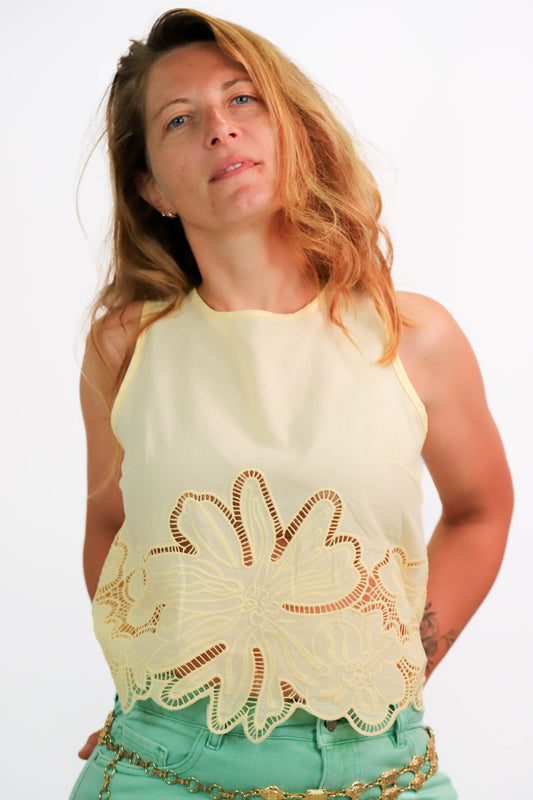 Top jaune Attentif Paris Taille S - NEUF
