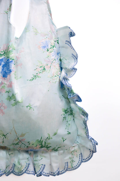 Sac en tissu fleuri avec volant Fringuette La Ligne