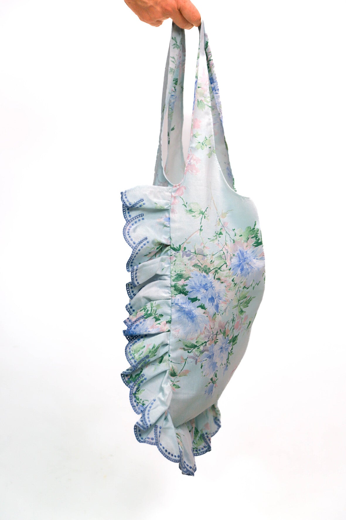 Sac en tissu fleuri avec volant Fringuette La Ligne