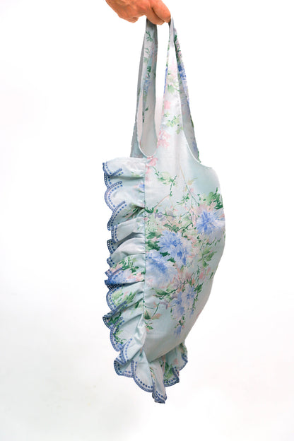 Sac en tissu fleuri avec volant Fringuette La Ligne