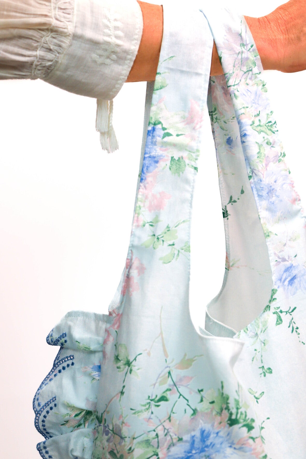Sac en tissu fleuri avec volant Fringuette La Ligne