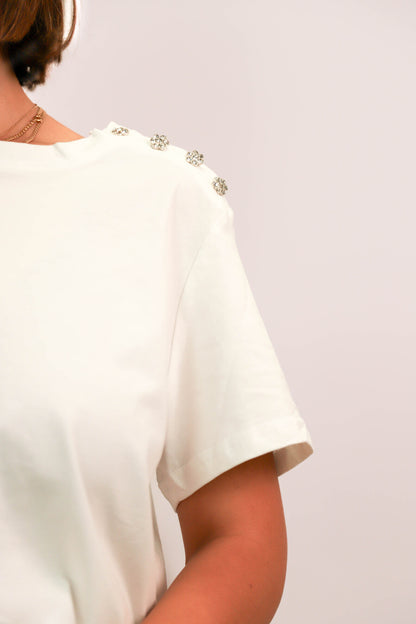 T shirt blanc et argenté Emma Ella Taille S/M - NEUF