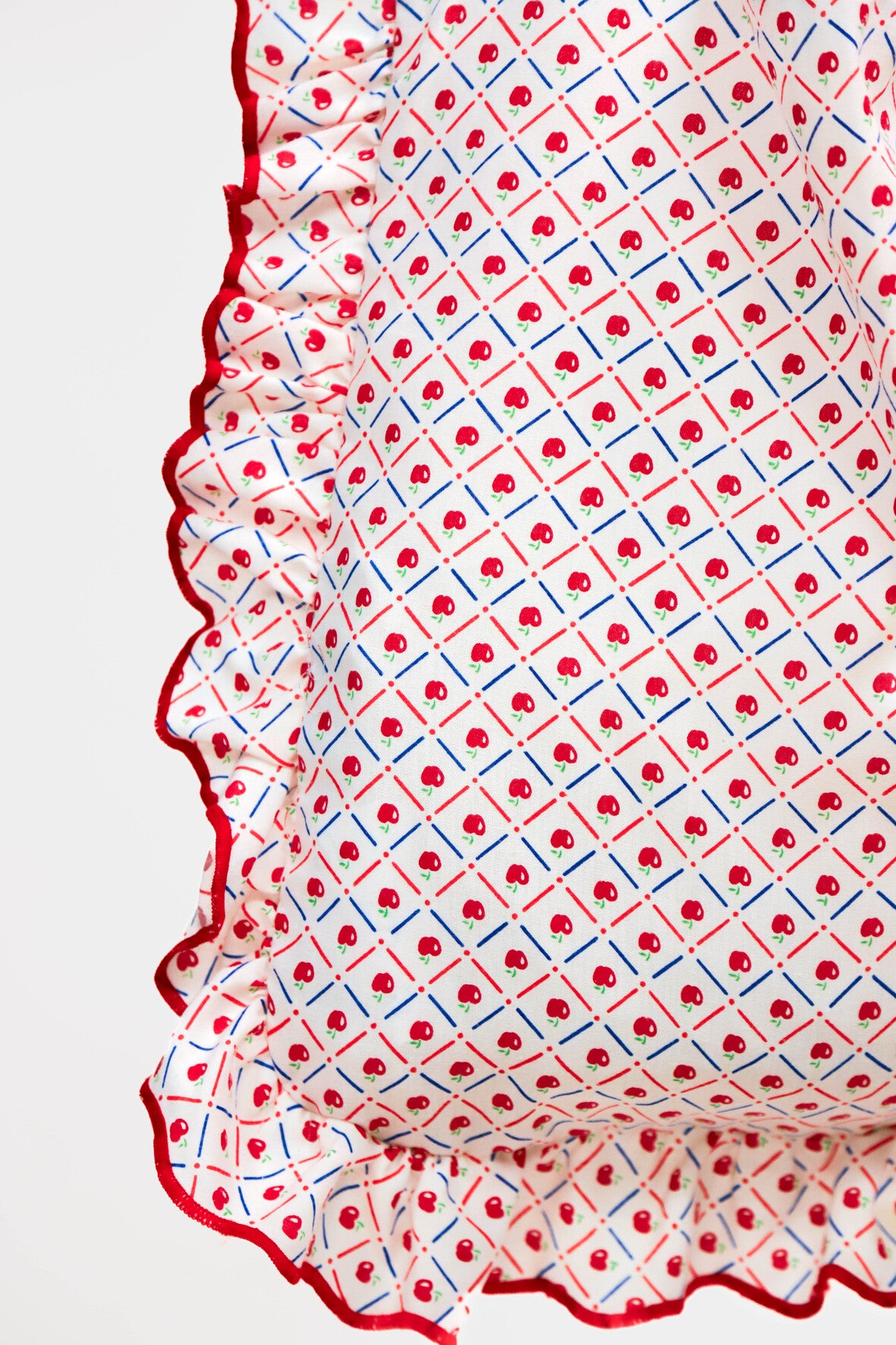 Sac en tissu rouge et blanc motif pomme Fringuette La Ligne