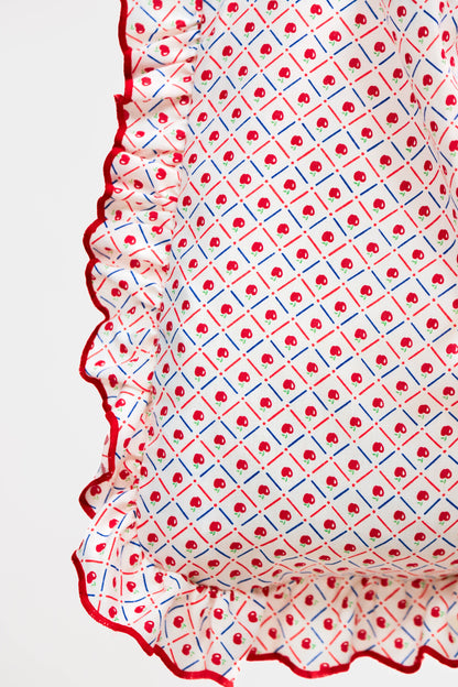 Sac en tissu rouge et blanc motif pomme Fringuette La Ligne