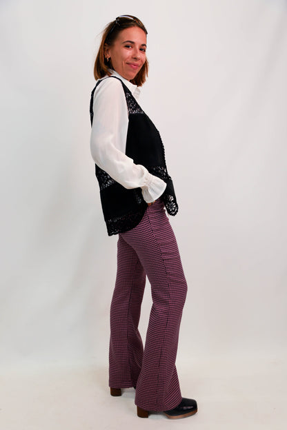 Gilet sans manches noir, crochet et daim, Taille M