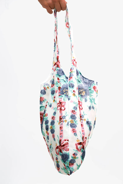 Sac en tissu fleuri Fringuette La Ligne