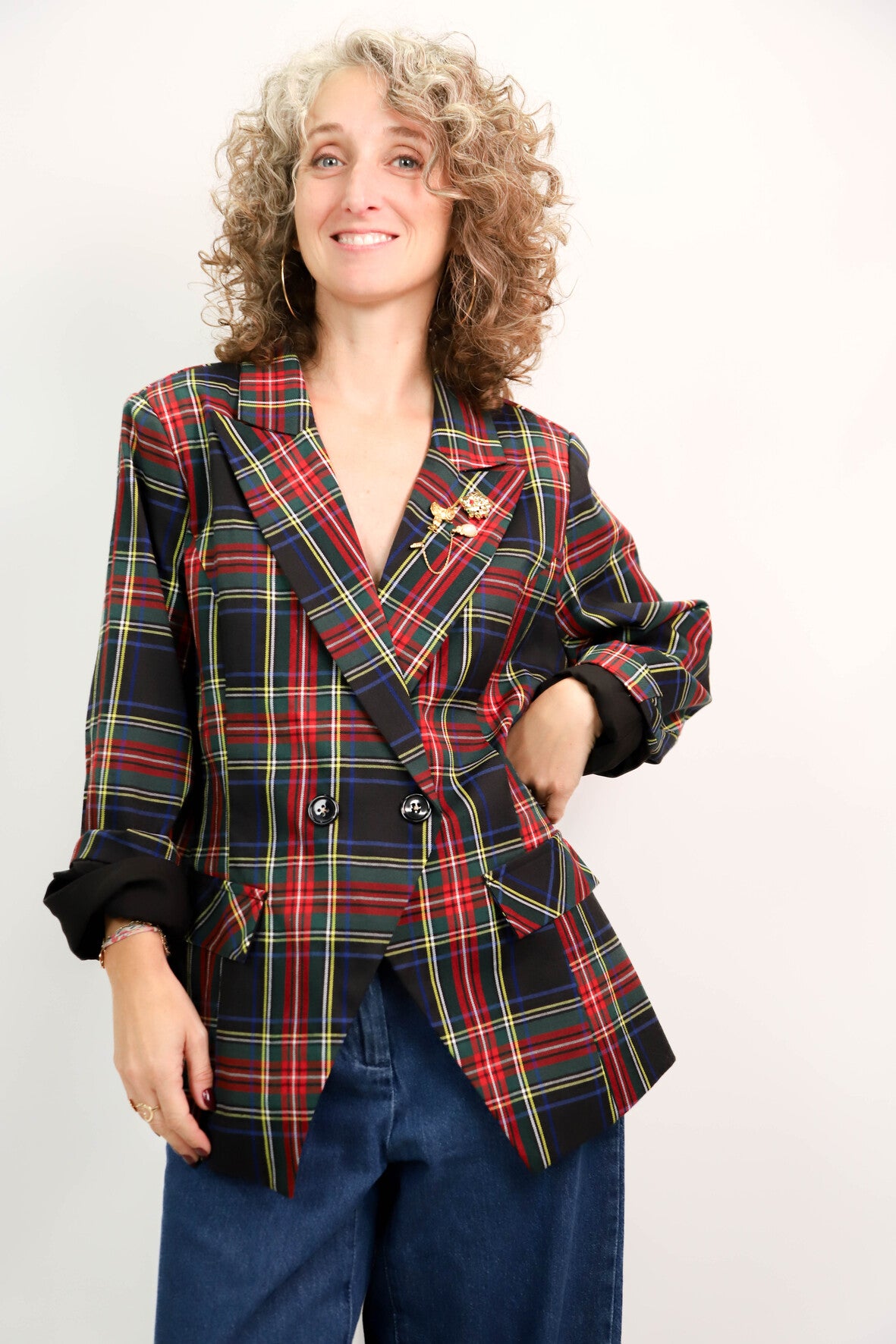 Blazer à carreaux écossais Taille XXL