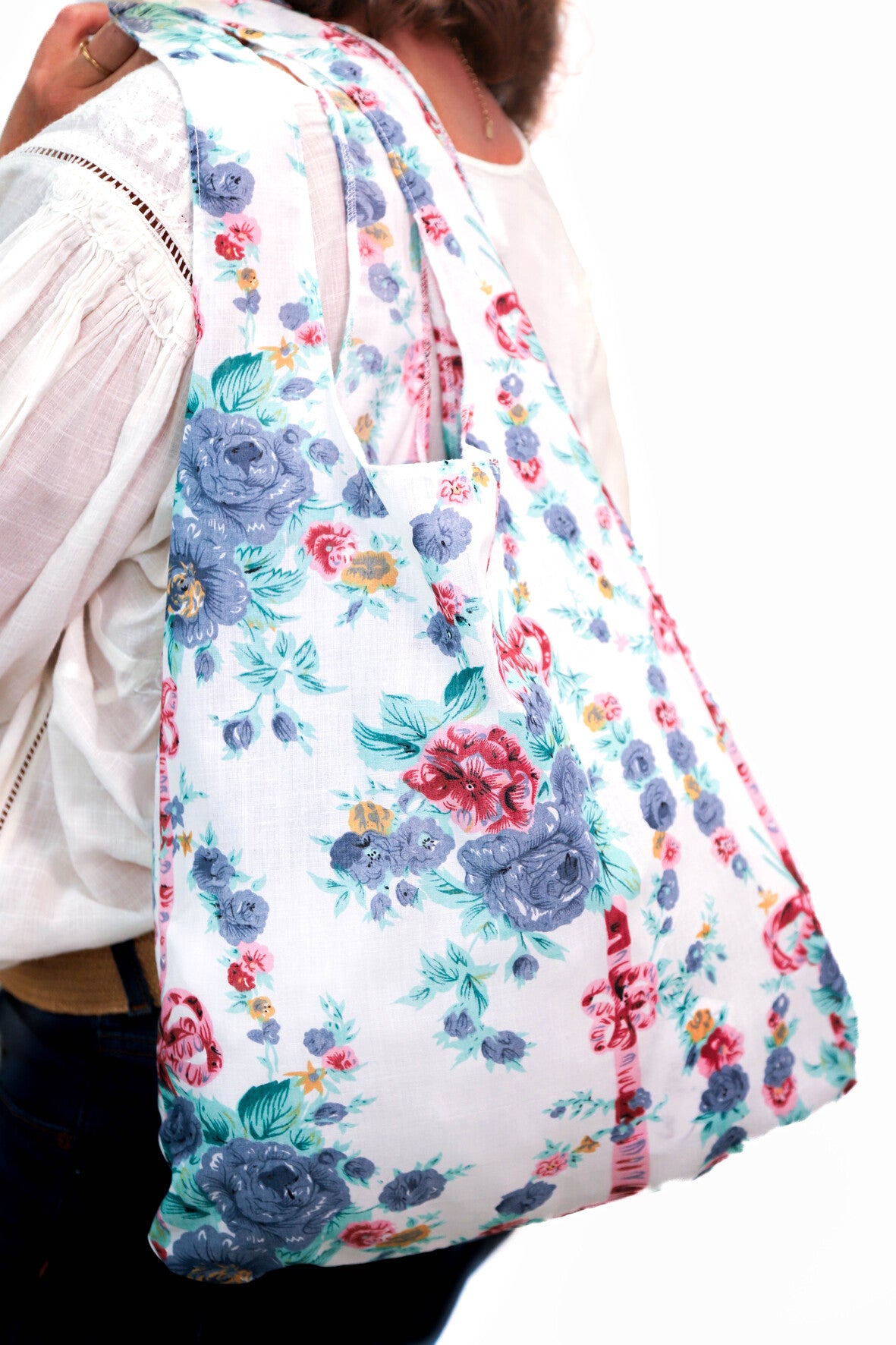 Sac en tissu fleuri Fringuette La Ligne