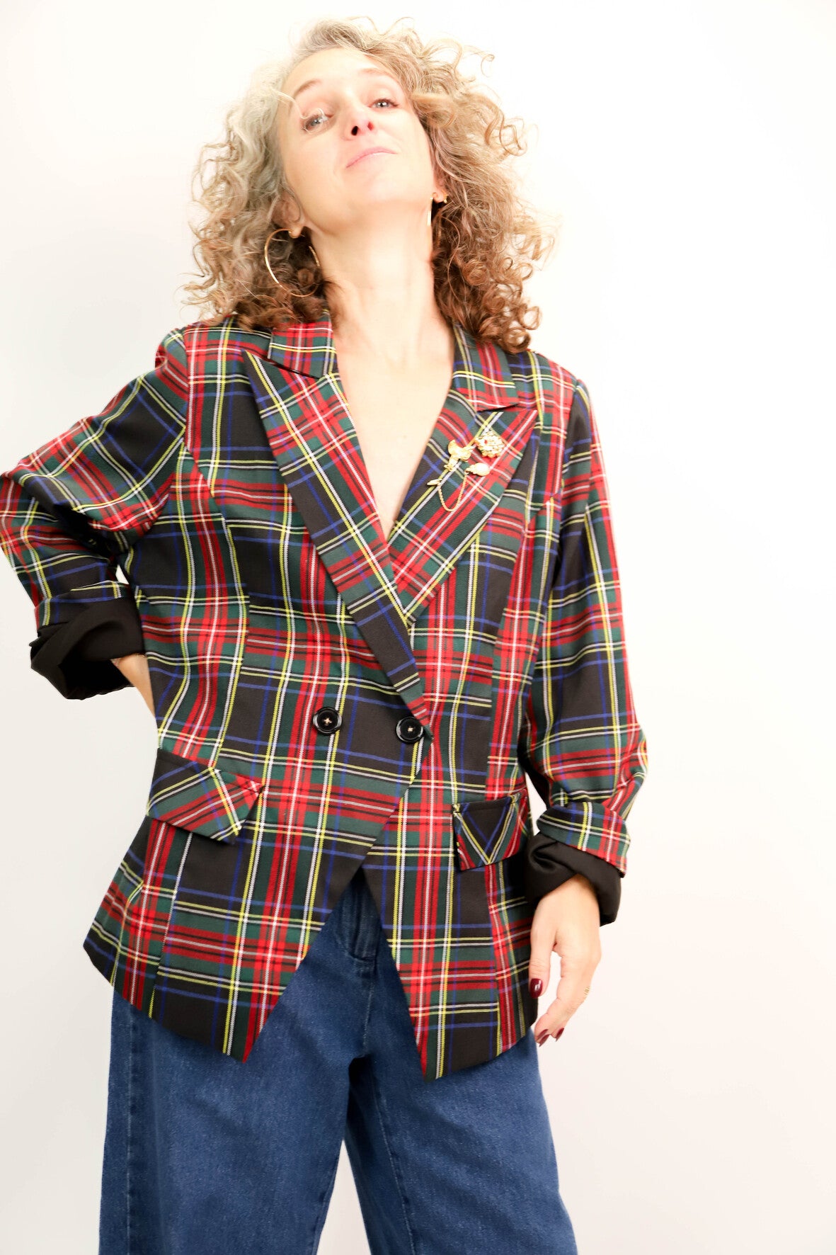 Blazer à carreaux écossais Taille XXL