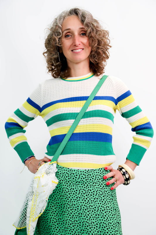 Pull écru rayé Stradivarius Taille S