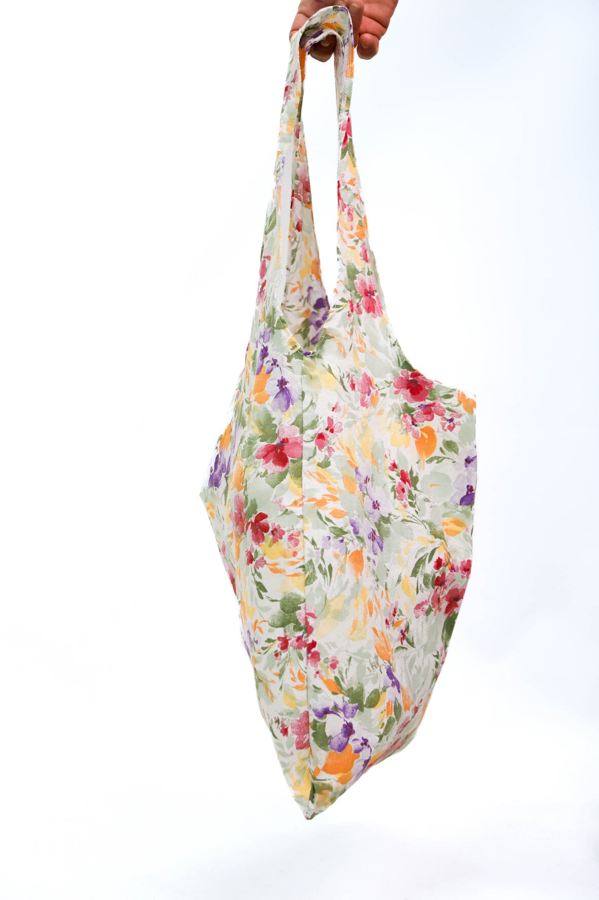 Sac en tissu fleuri multicolore Fringuette La Ligne