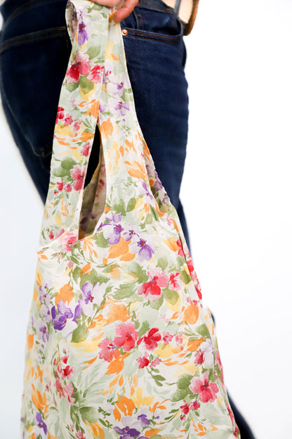 Sac en tissu fleuri multicolore Fringuette La Ligne