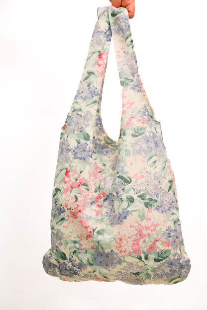 Sac en tissu fleuri rose et mauve Fringuette La Ligne