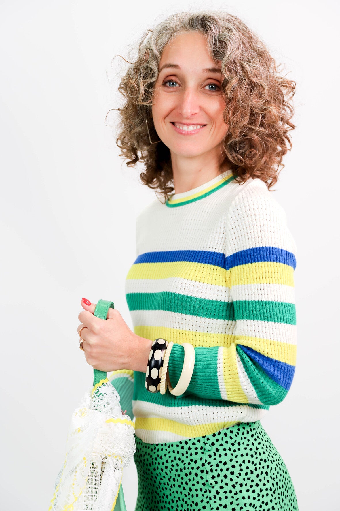 Pull écru rayé Stradivarius Taille S