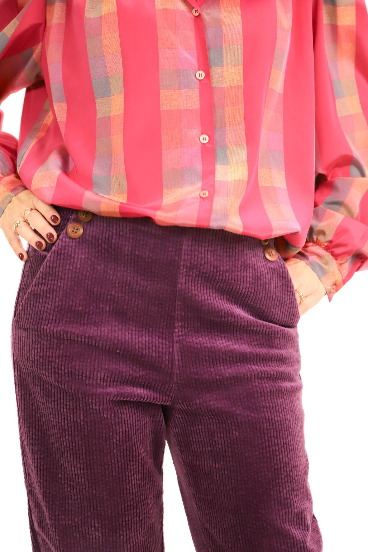 Pantalon en velours côtelé violet Nice Things Taille M