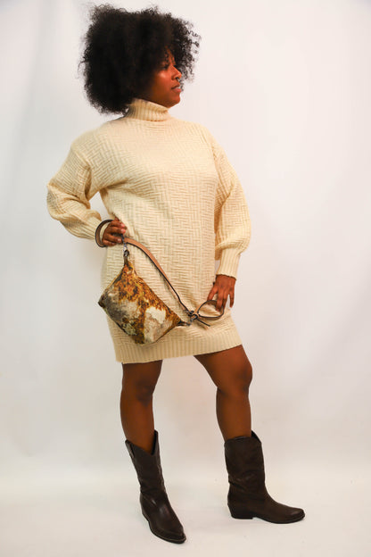 Sac pochette en bâche de vitrine upcyclée jaune, Fringuette La Ligne