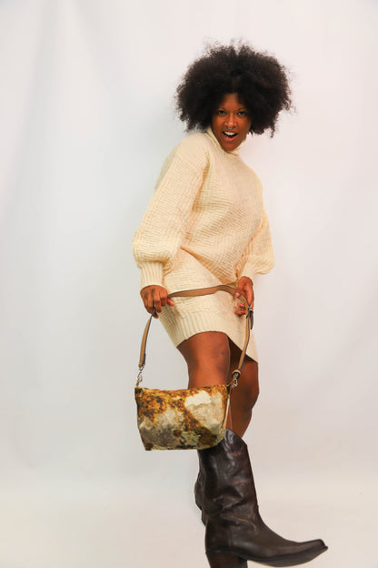 Sac pochette en bâche de vitrine upcyclée jaune, Fringuette La Ligne