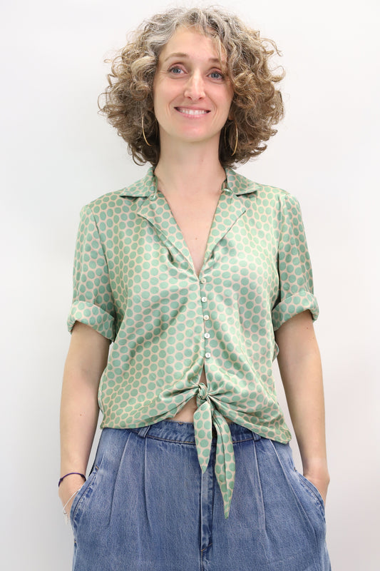Chemisier pois verts Mango Taille XS