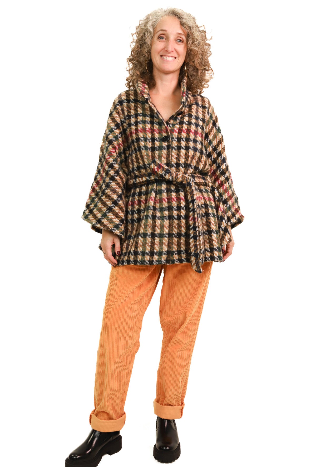 Manteau fin à carreaux Breal Taille Unique