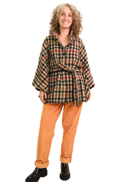 Manteau fin à carreaux Breal Taille Unique