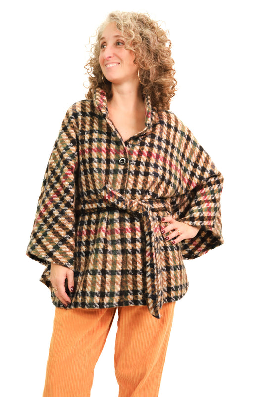 Manteau fin à carreaux Breal Taille Unique