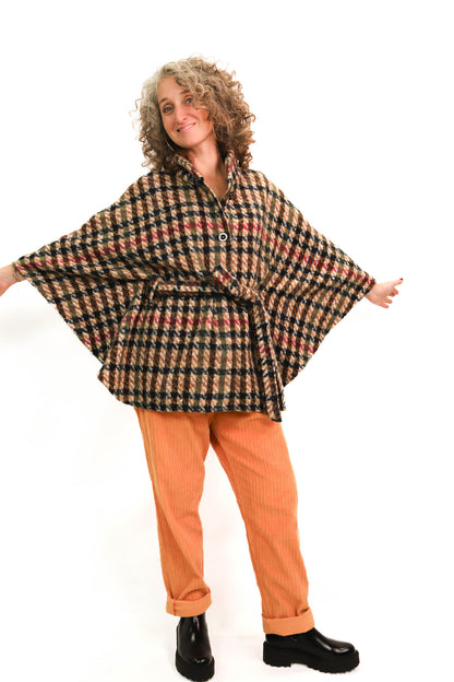 Manteau fin à carreaux Breal Taille Unique