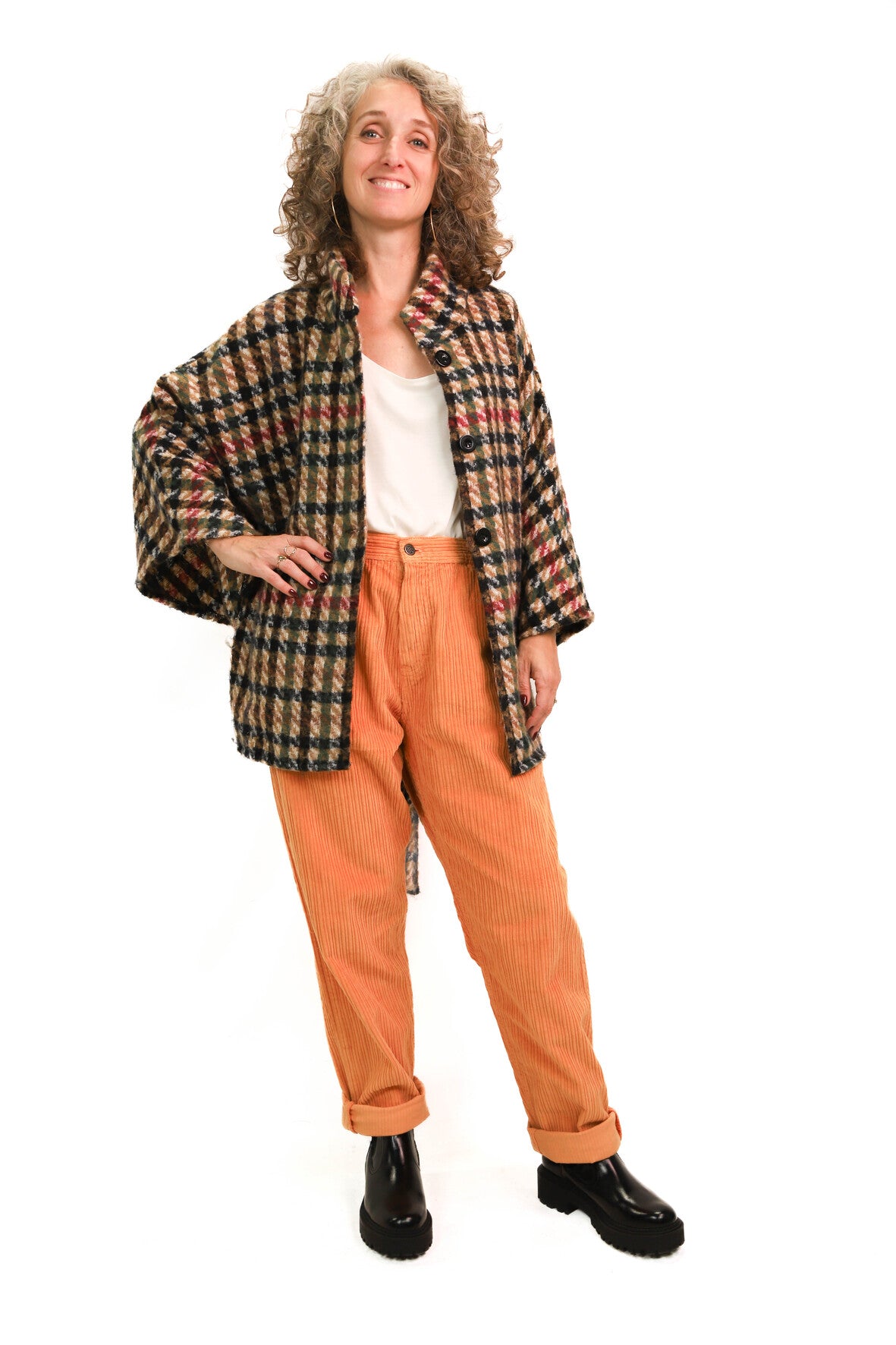 Pantalon velours côtelé orange Jinji Taille XXS
