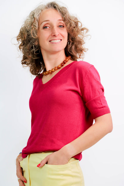 Pull rose framboise Eric Bompard Taille L