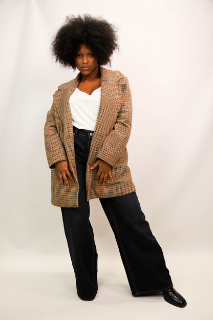Manteau pied de poule marron Bershka Taille XS