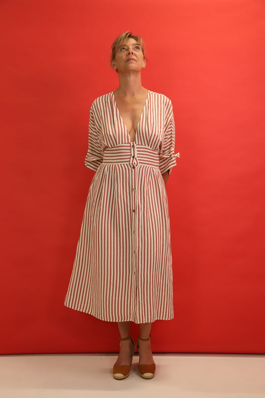 Robe rayée rose et blanche Zara Taille XL