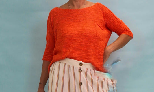 PULL D'ETE maille fine orange, ZARA, taille M