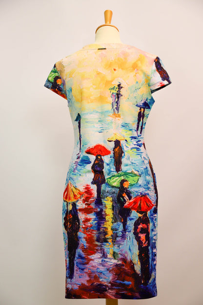 Robe midi motifs illustrations peinture Etoile du Monde Taille M
