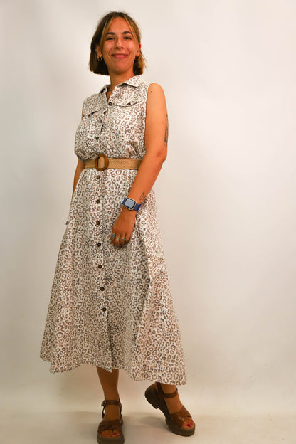 Robe léopard beige Mango Taille M