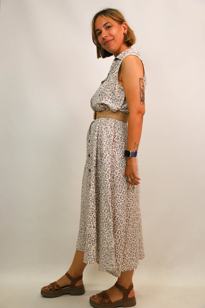 Robe léopard beige Mango Taille M