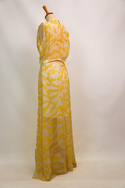 Robe longue jaune et blanche Morgan Taille L