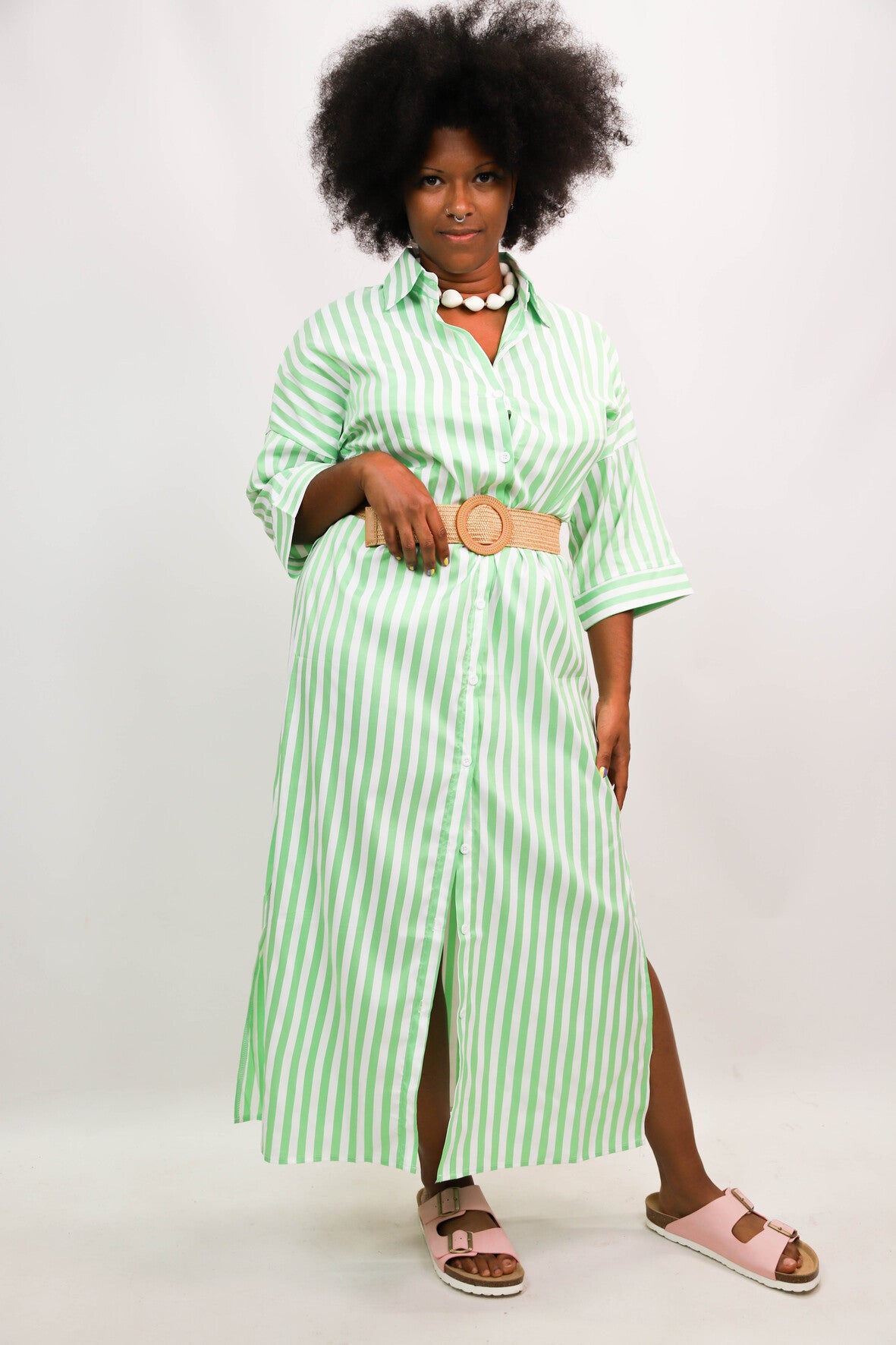 Robe rayée verte Taille S