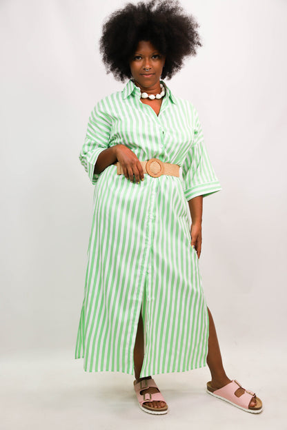 Robe rayée verte Taille S