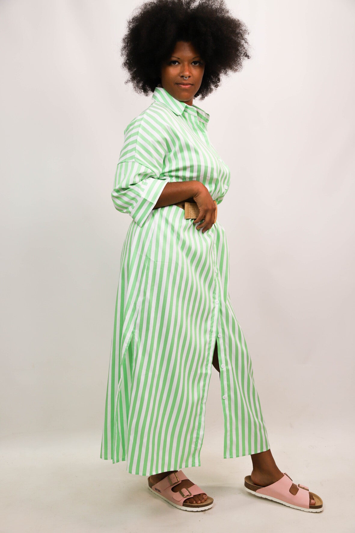 Robe rayée verte Taille S