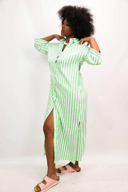 Robe rayée verte Taille S