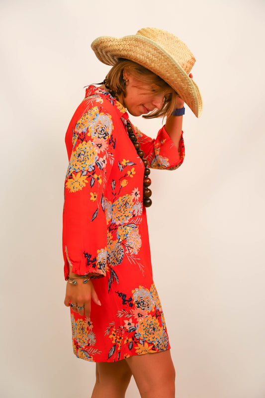 Robe fleurie orange Zara Taille S