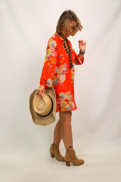Robe fleurie orange Zara Taille S