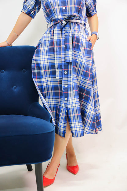Robe à carreaux bleue Zara Taille S