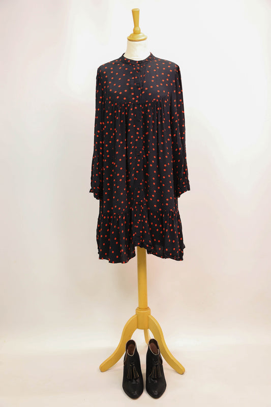 Robe noire à pois rouge Zara, Taille L