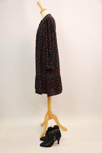 Robe noire à pois rouge Zara, Taille L