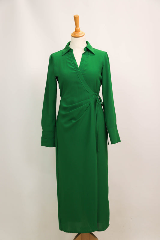 Robe portefeuille verte Mango Taille XS