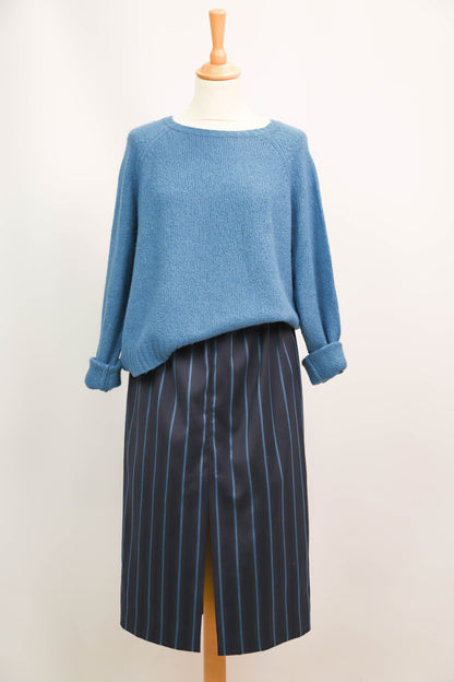 Jupe bleue marine, rayée, taille élastique réglable COP COPINE Taille M -38