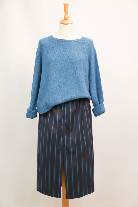 Jupe bleue marine, rayée, taille élastique réglable COP COPINE Taille M -38