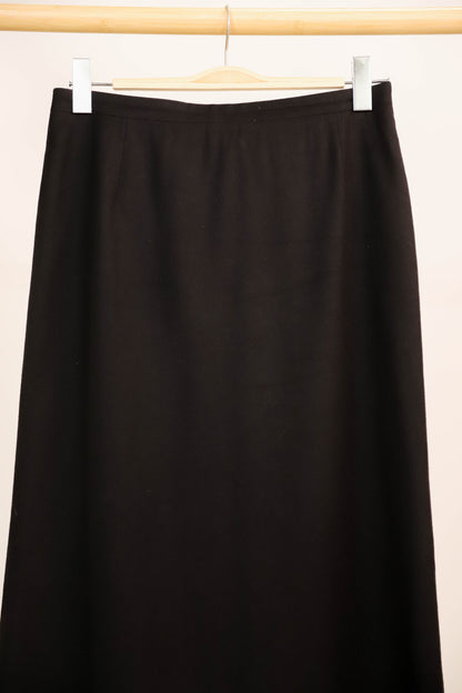 Jupe longue, noire, en laine, entièrement doublée - Bernard Zins Taille L