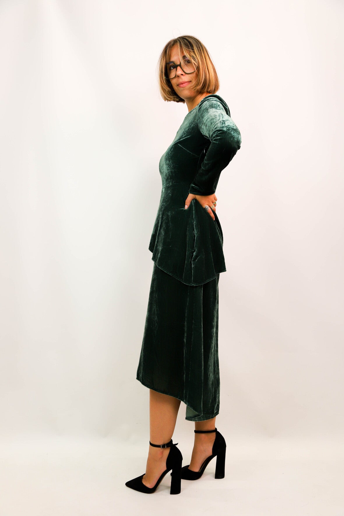 Robe longue verte en velours MAJE Taille XS - NEUF